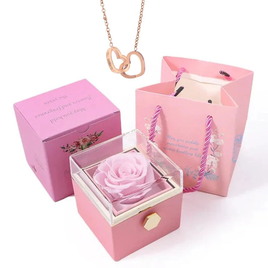 Preserved rose Rose gold plated Pink